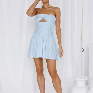 Hello Molly Blue Strapless Sundress with Cut Out
